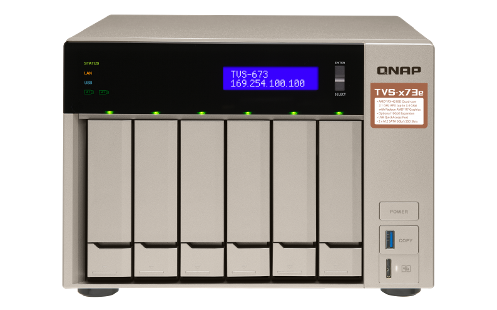 Сетевой RAID-накопитель  QNAP TVS-673e-8G