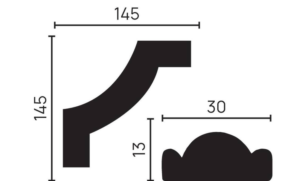 C1-157 A/Декоративный уголок гладкий (145х145х13мм)/4 Стоимость за упаковку 4 шт