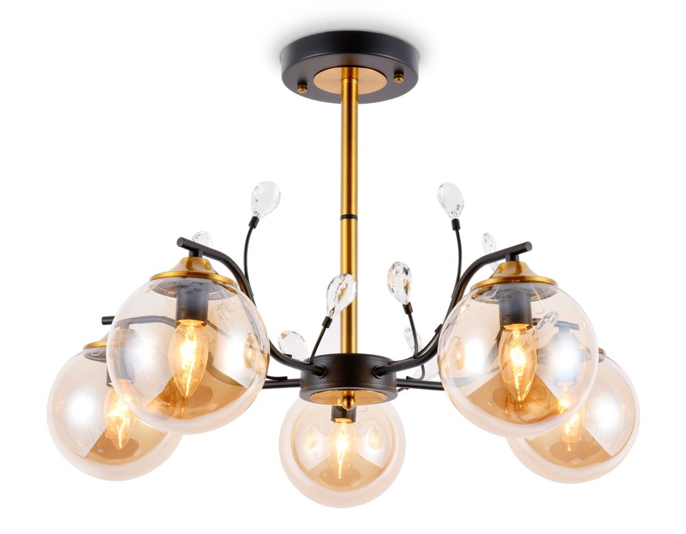 Подвесная люстра TR9072/5 BK/TI черный/янтарь E14 max 40W D620*420
