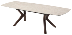 Стол КИРАН (KIRAN) 180 БЕЖЕВЫЙ МРАМОР (MATTE SICILY BEIGE SOLID CERAMIC) / Орех темный, ®DISAUR
