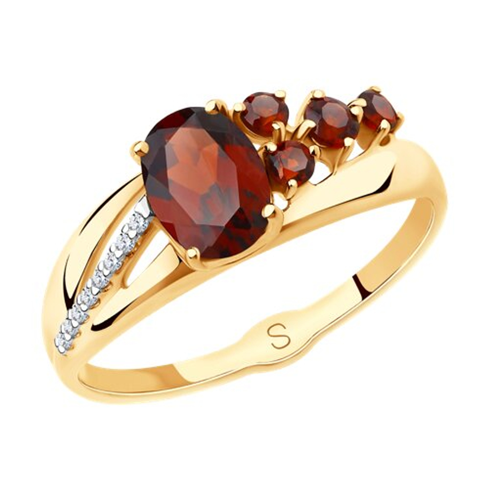 Кольцо из золота с гранатами