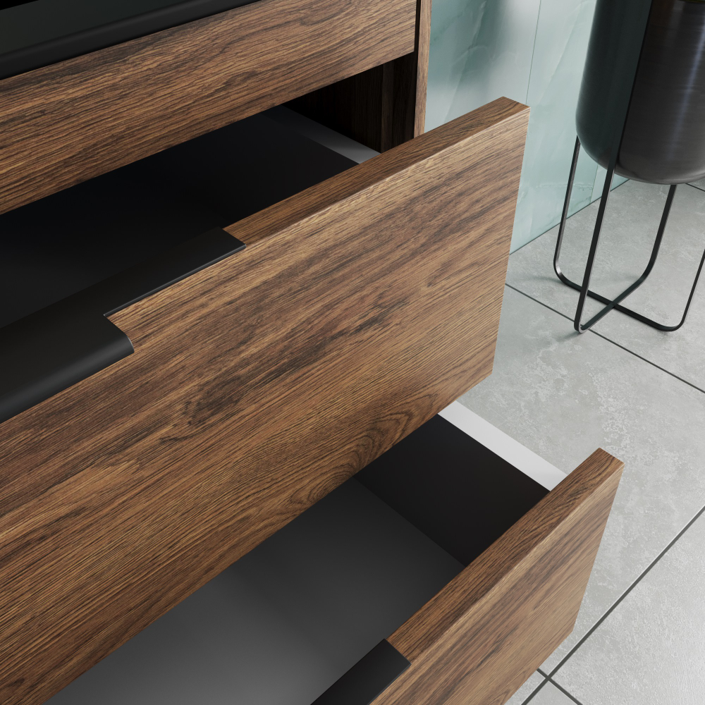 Тумба под раковину Vincea Chiara 2D 800 подвесная, 2 выкатных ящика soft-close, С.Oak