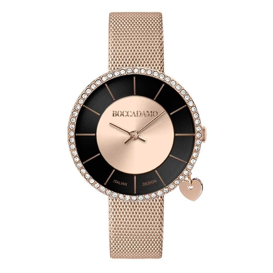 Часы Boccadamo Mya Rosegold Black MY037 BW/RG с минеральным стеклом, кристаллами Swarovski