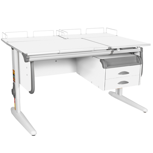 Растущая парта Дэми СУТ 25 с задними полками СУТ.15.210 и навесной тумбой (1200×880 мм)