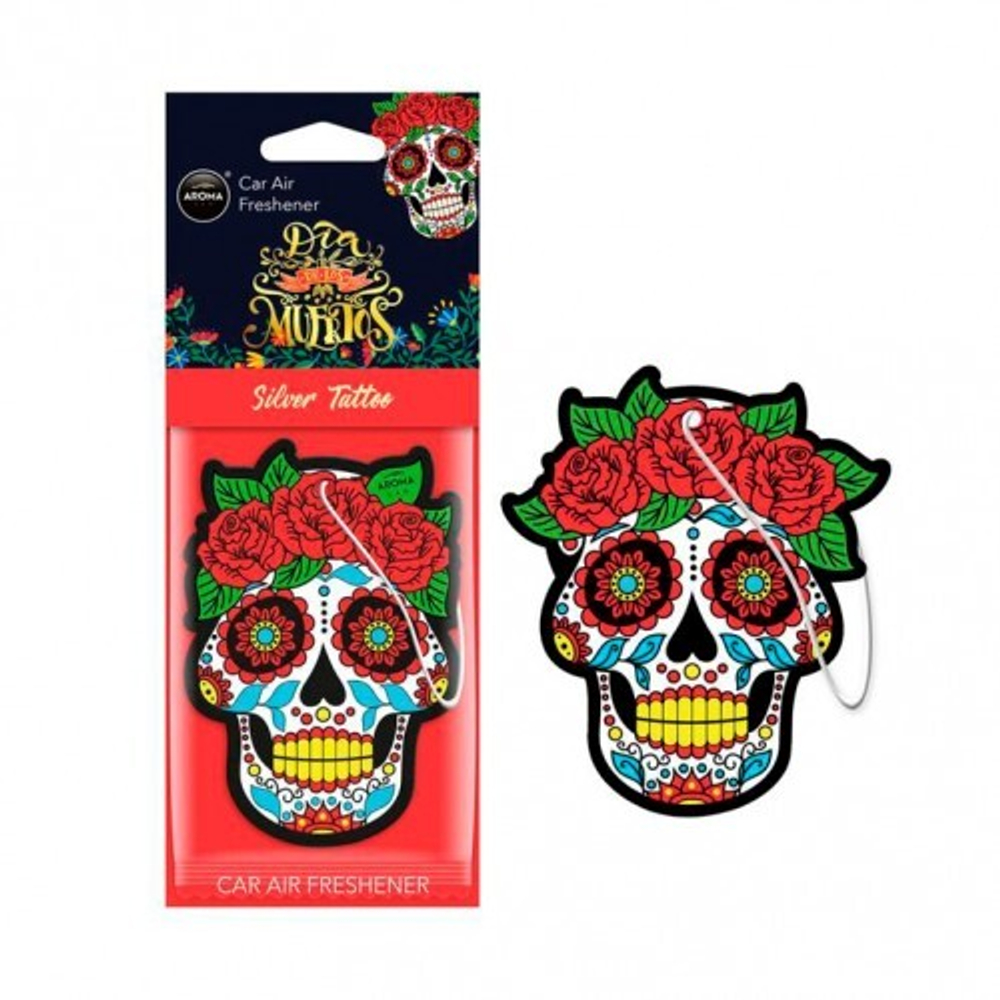 AROMA CAR Ароматизатор картонный DIA DE LOS MUERTOS Silver Tatoo