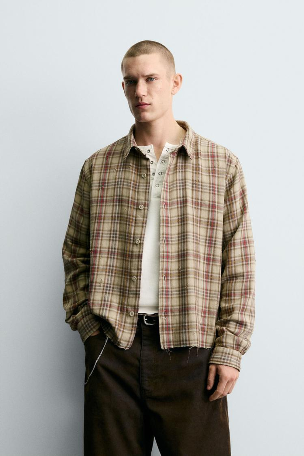 ZARA РУБАШКА В КЛЕТКУ, ЖЕЛТЫЙ