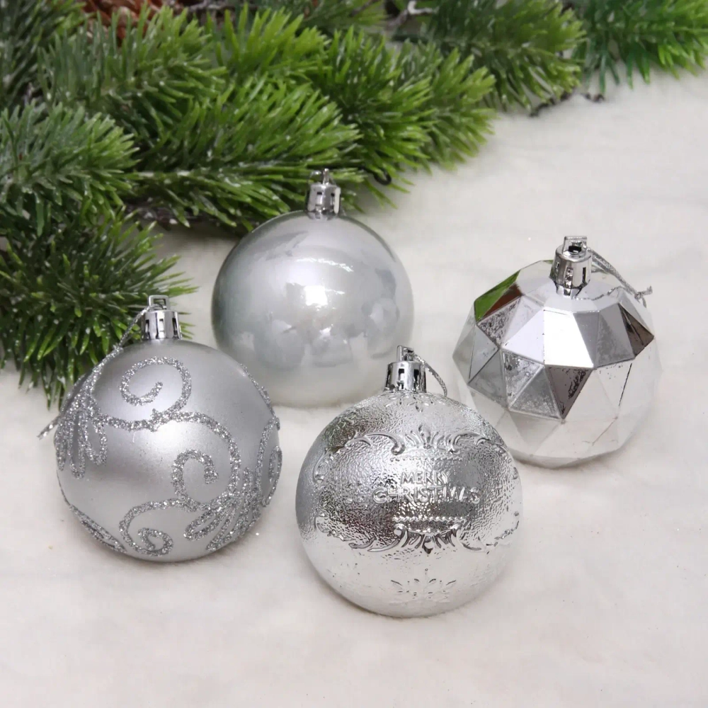 Новогодние шары «Зимняя вечеринка» 6 см (набор 16 шт), Серебро