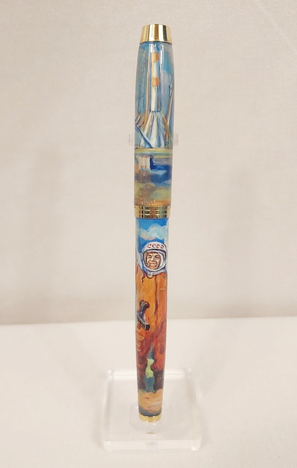 Ручка с ручной росписью Палех "Юрий Гагарин"