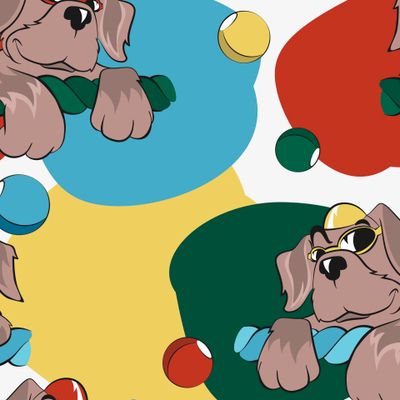 Мультяшная собака в бассейне на цветном