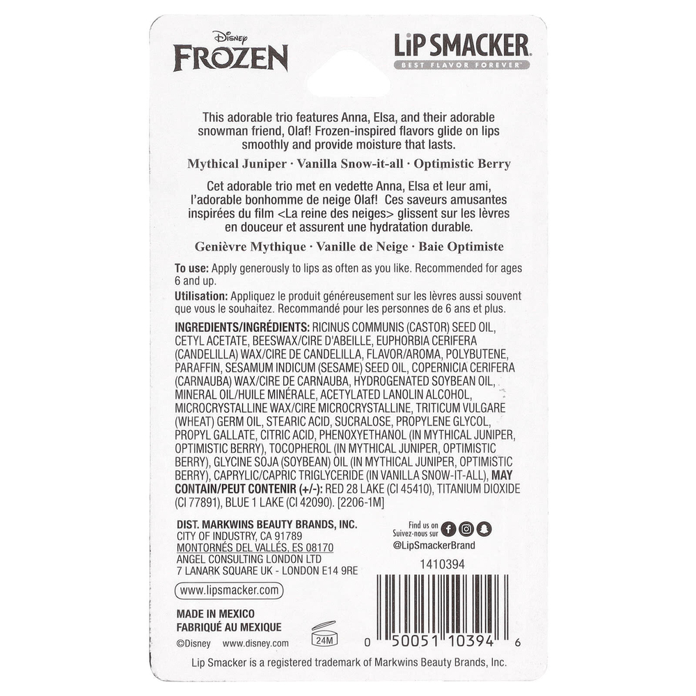 Lip Smacker, Disney Frozen II, бальзам для губ, трио в упаковке, 4 г (0,14 унции) каждый