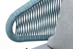 "Милан" кресло плетеное из роупа, каркас алюминий светло-серый (RAL7035) муар, роуп бирюзовый круглый, ткань светло-серая