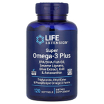 Life Extension, суперомега-3 плюс, 120 капсул