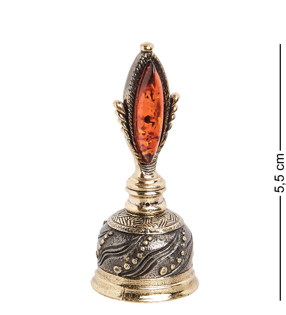 AM-1018 Фигурка «Колокольчик Перышко» (латунь, янтарь)