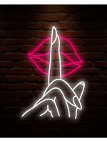 Неоновая вывеска в салон красоты Рука с губами