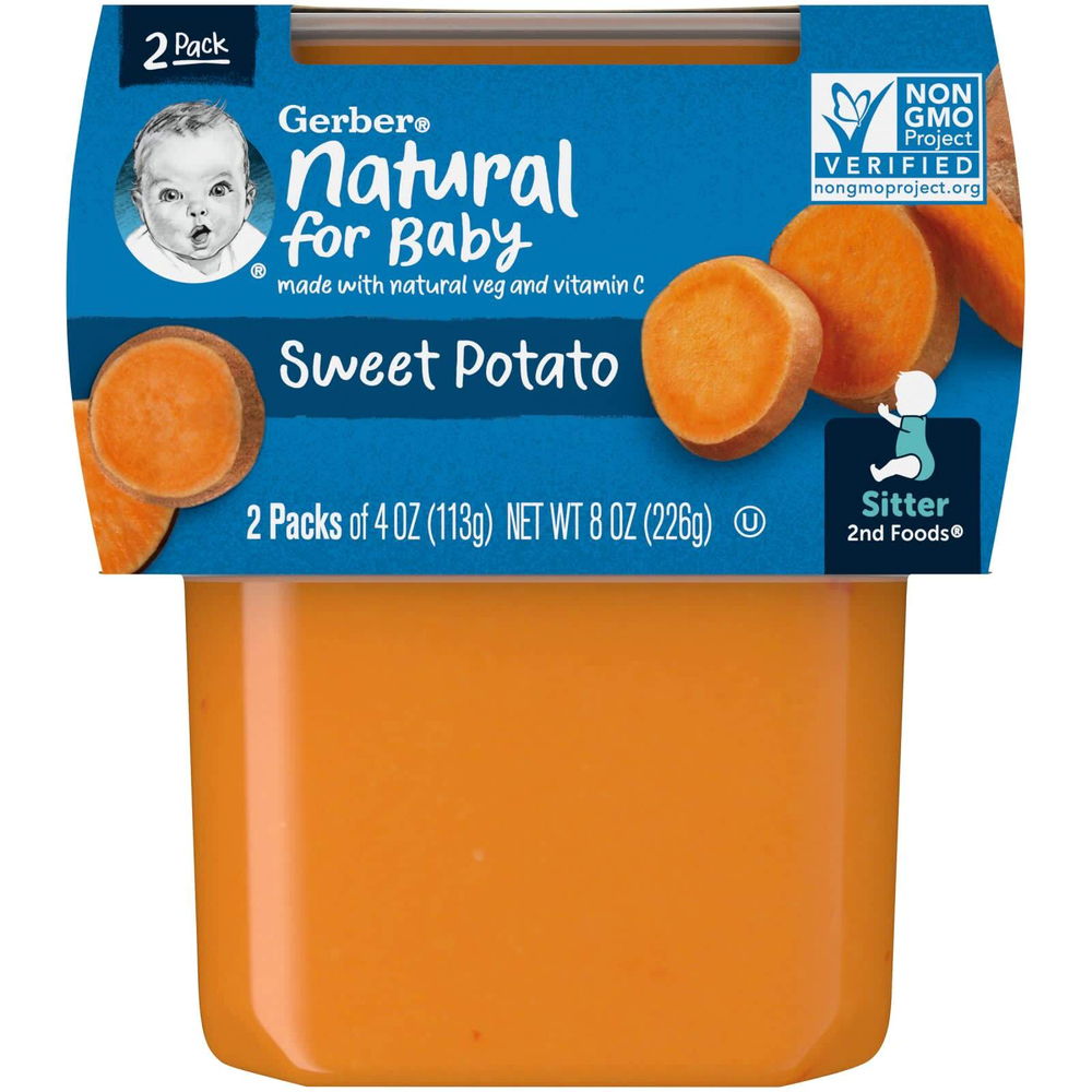 Gerber, Natural, для детей, 2nd Foods®, батат, 2 пакетика по 113 г (4 унции)