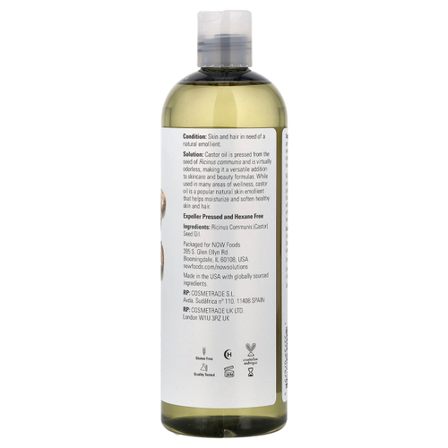 NOW Foods, Solutions, касторовое масло, 473 мл (16 жидк. унций)