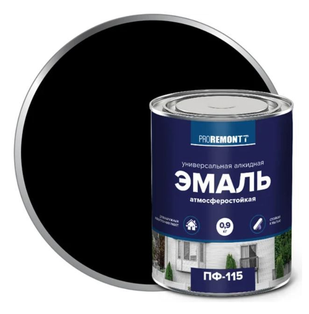 Эмаль ПФ-115 PROREMONTT черный 1,9 кг
