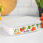 Лоток 1,5л эмалированный "Овощи" с пластиковой крышкой, тм Appetite