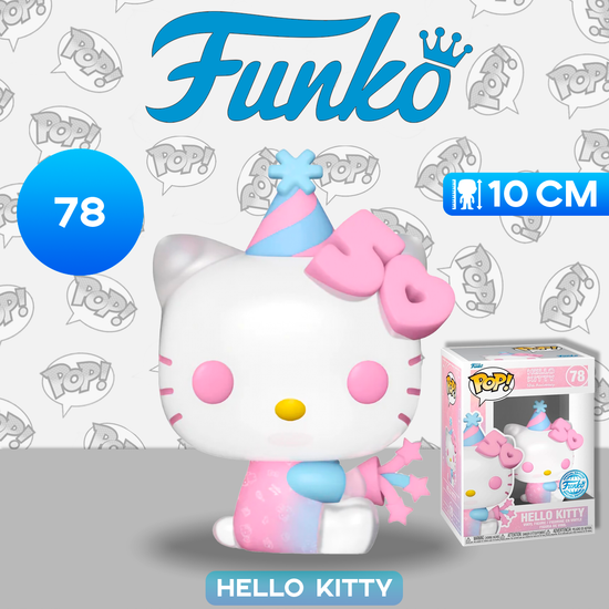 Фигурка Funko POP! Hello Kitty 50th Hello Kitty with Party Hat (APAC) (Exc) (78) 76092 / Фигурка Фанко ПОП! по мотивам франшизы "Hello Kitty", Hello Kitty
