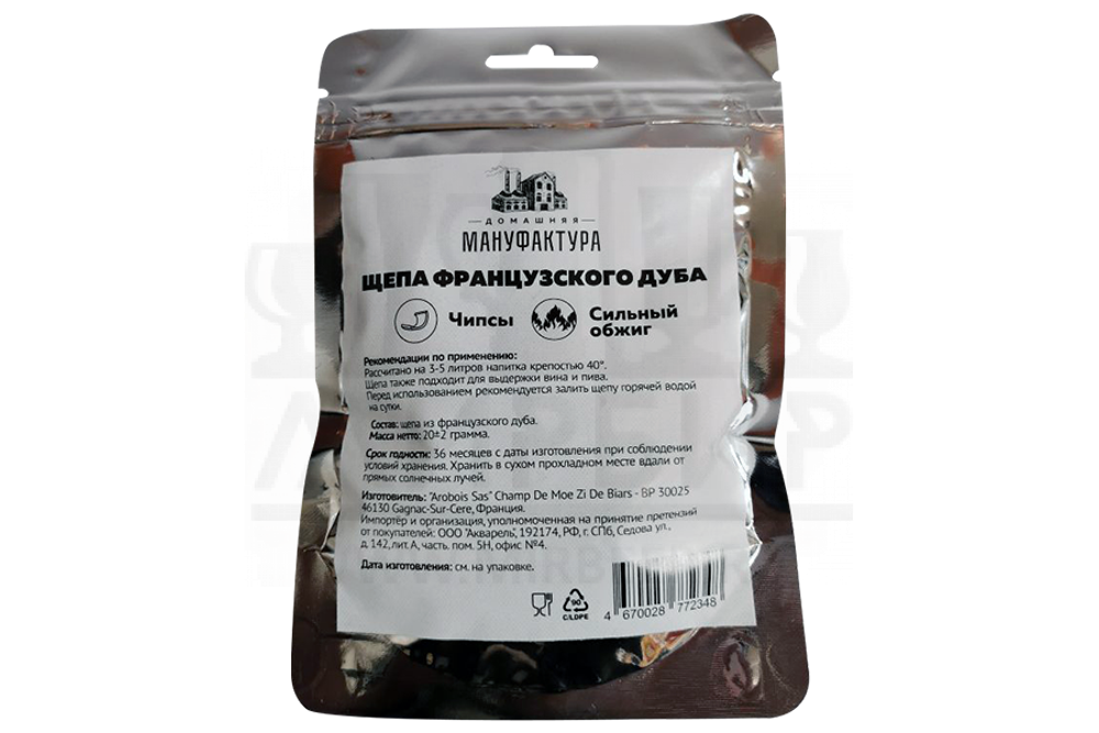 Щепа французского дуба Домашняя Мануфактура (чипсы, сильный обжиг), 20 г