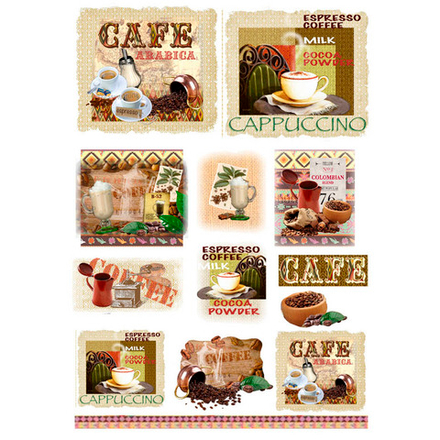 Renkalik Бумага рисовая для декупажа 25 г\м,50х70,5л\уп,Шоколад в кафе