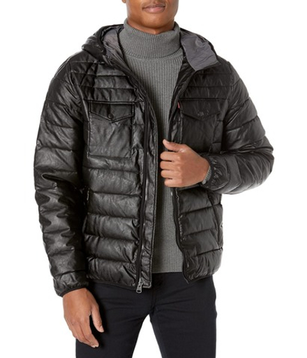 Куртка утепленная мужская LEVI'S QUILTED FAUX LEATHER TWO POCKET HOODY