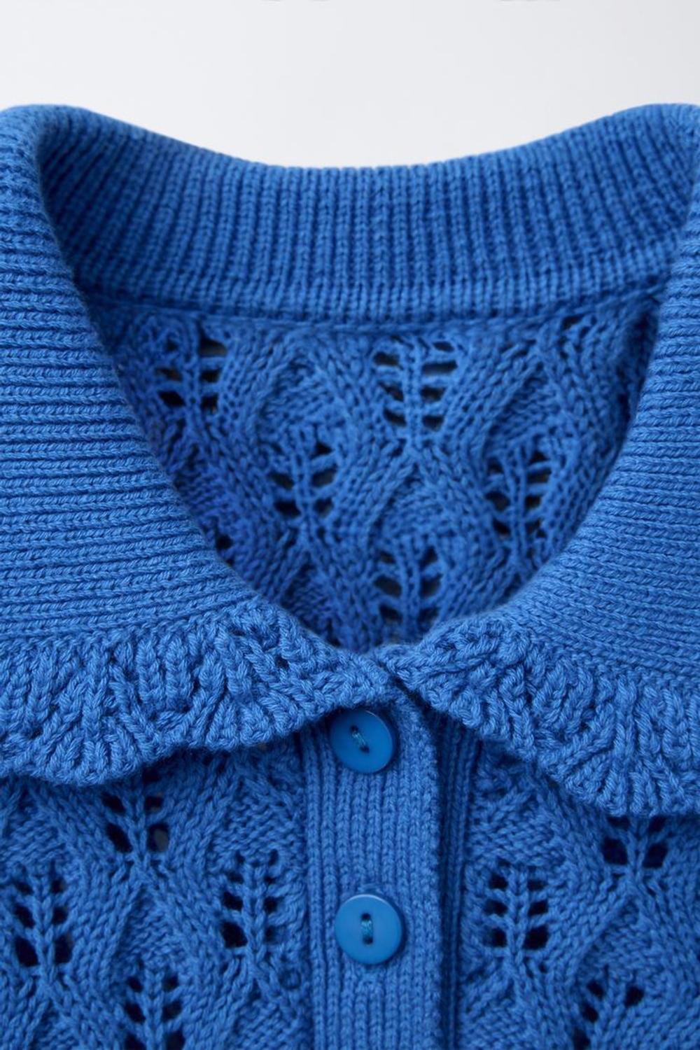 ZARA ТРИКОТАЖНОЕ ПОЛО С ВЫШИВКОЙ, ЯРКО-СИНИЙ