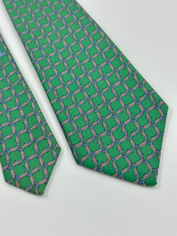 Галстук зелёный с подковами Hermes