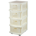 Комод Plast Team STOCKHOLM с корзинами на колесиках четырехсекционный 37х30х73см молочный туман