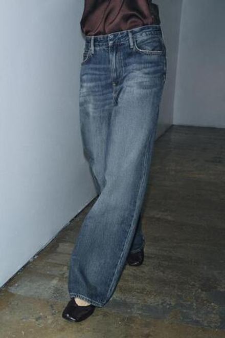 ZARA ДЖИНСЫ ZW COLLECTION BAGGY СО СРЕДНЕЙ ПОСАДКОЙ, СИНИЙ