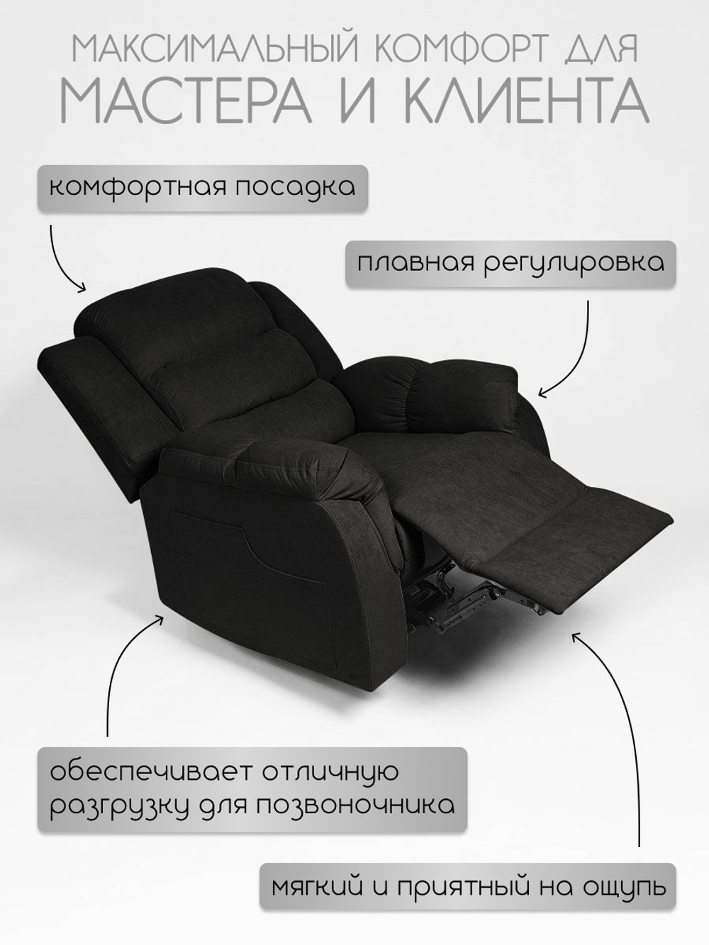 Кресло реклайнер велюр электрическое (1 мотор и 2 мотора)