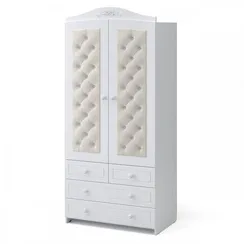 Шкаф двухдверный Гандылян Тиффани декор пуговицы Белый