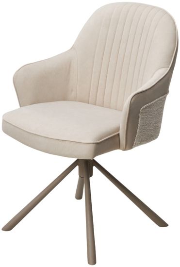 Стул RIKARD 360 град. кремовый RIELY-111 /PRESENT-120, шенилл - велюр / латте каркас