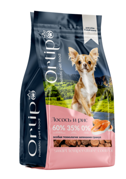 Сухой корм ORTIPO для взрослых собак X Small пород с лососем - 0,5 кг (СРОК до 13.12.25)
