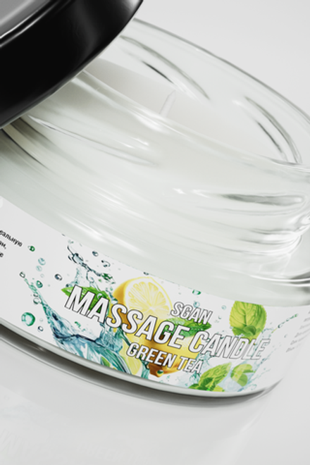 Массажная свеча SGAN с кокосовым воском и эфирными маслами "Зеленый чай", 50 мл