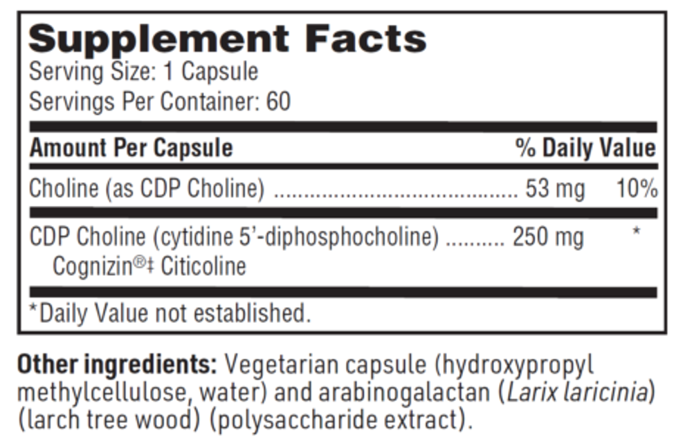 CDP-Choline 250 мг 60 капсул Klaire Labs / SFI Health