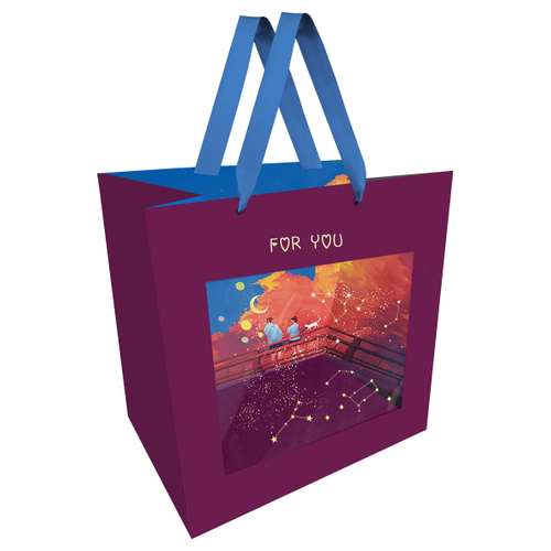 Пакет подарочный 23*18*10см MESHU "Love story", отд. фольгой, с окошком И