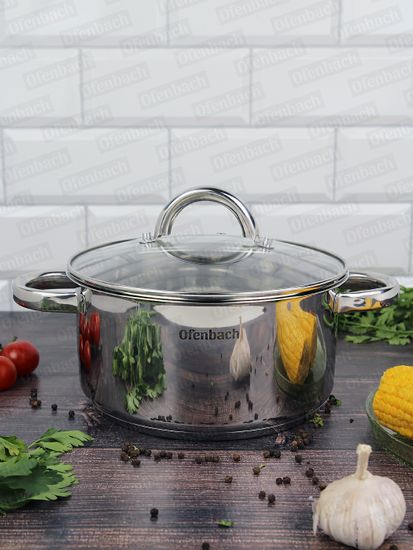 Кастрюля 3 л. из нержавеющей стали Ofenbach NB 100525 с крышкой