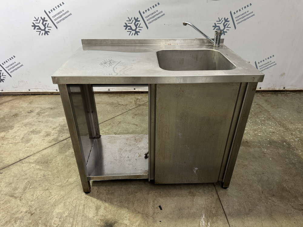 Мойка односекционная 1000х600х850 из нержавеющей стали с рабочей поверхностью