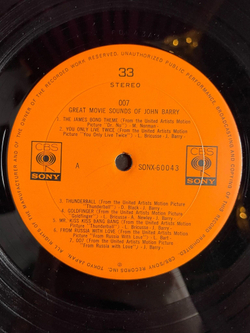 Винтажная виниловая пластинка LP John Barry And His Orchestra 007 Great Movie Sounds Of John Barry (Japan 1972) (No Obi)