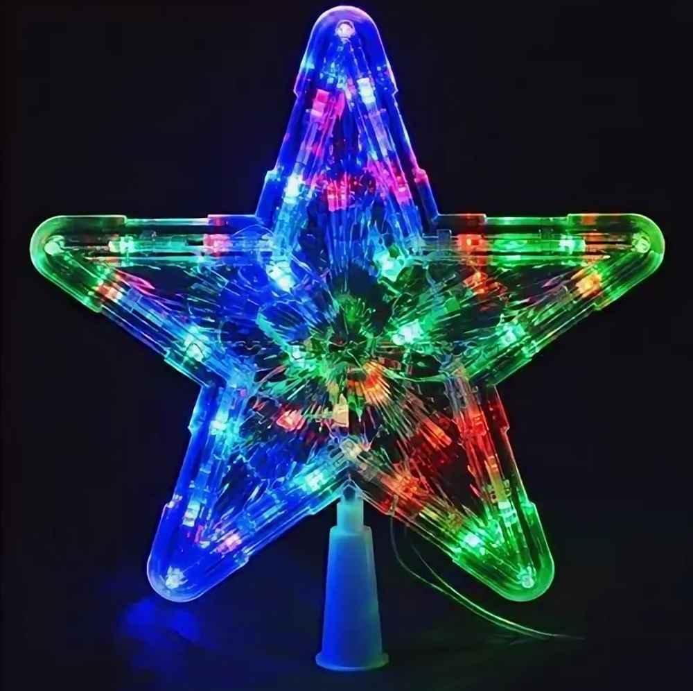 Звезда на макушку 23х24см. Прозрачная цветная RohsLED A3