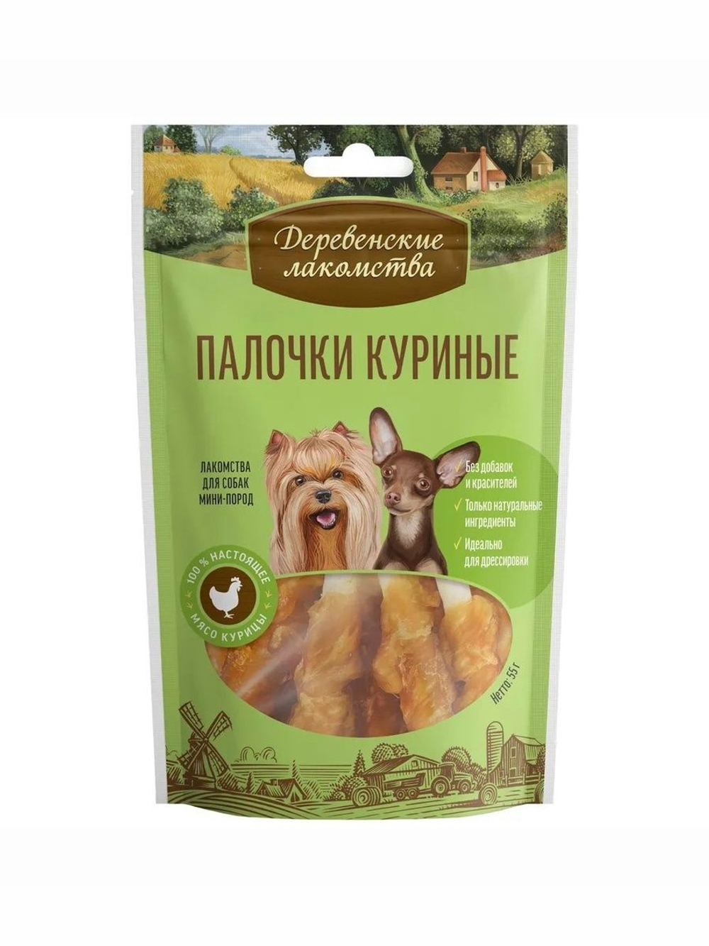 Лакомства для собак мини-пород палочки куриные Деревенские лакомства 0,055кг