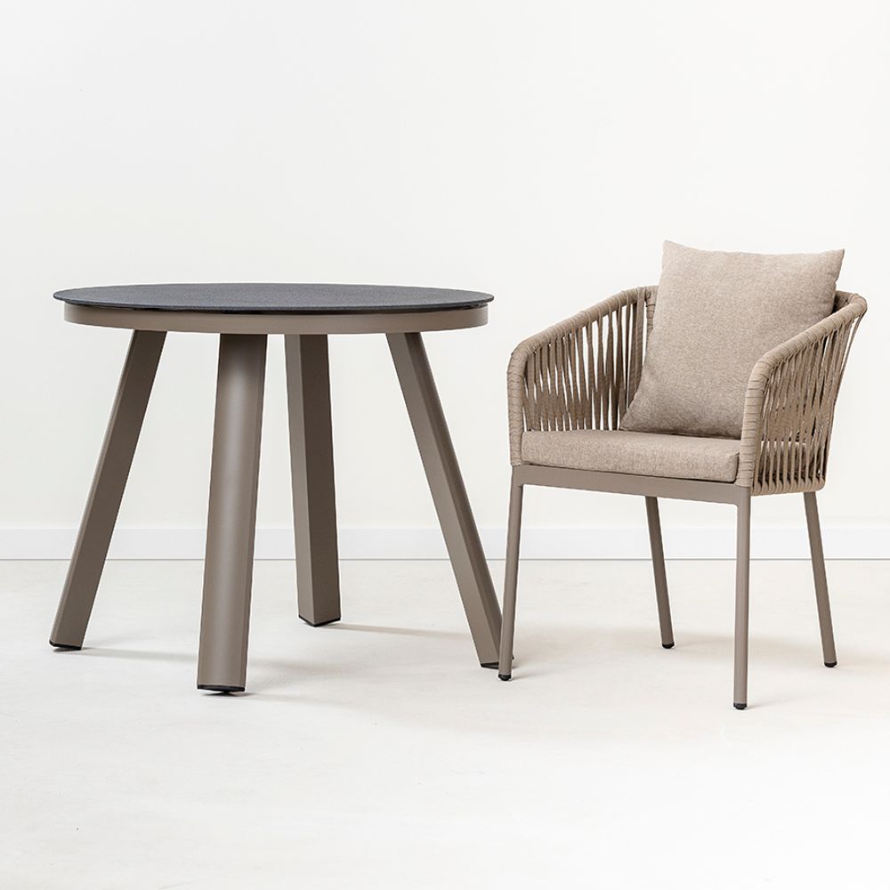 Стол обеденный Leif, Ø90 см, серо-бежевый