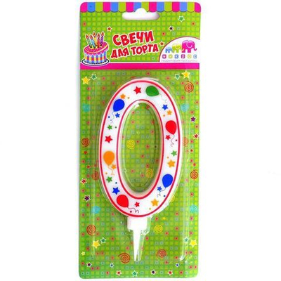 Свеча-цифра 0 шарики 11,5 см (Микрос)