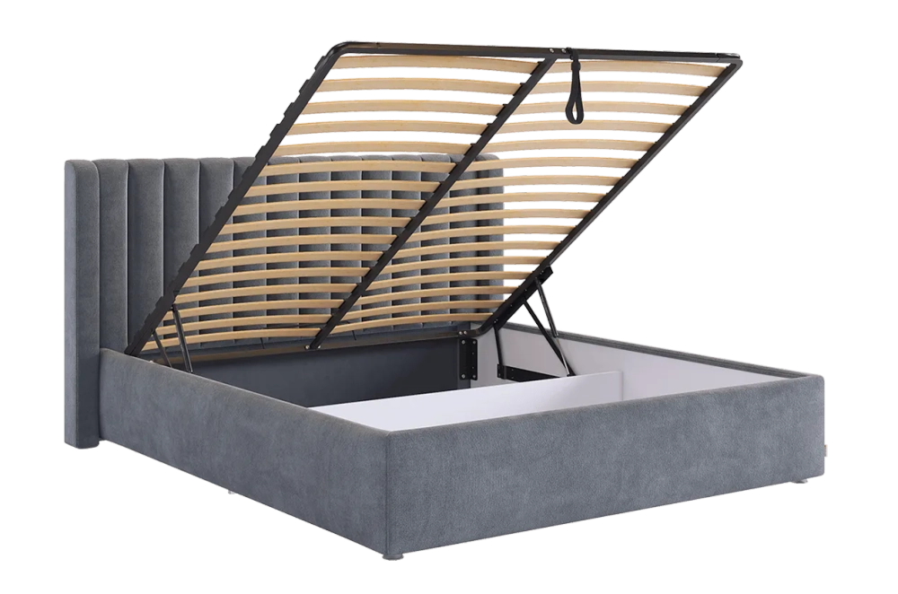 Кровать с подъемным механизмом Ева 160х200 см (галька,графит,капучино,крем,латте,мята,пудра,топаз (велюр))