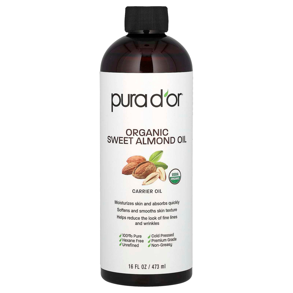 Pura D'or, органическое масло сладкого миндаля, 473 мл (16 жидк. унций)