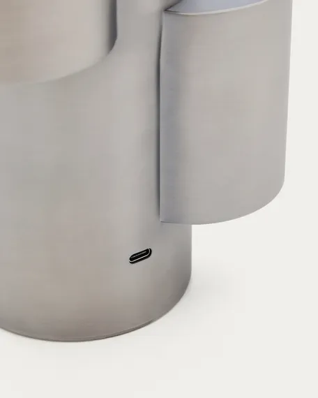 Переносная настольная лампа Adrina из светло-серого металла