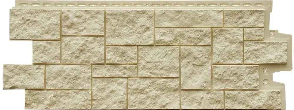 Панель фасадная GRAND LINE Дикий камень Classic бежевый полипропиленовая, пластиковая для стен 0.978х388 мм 0.38м2 2 уп - 20 штук