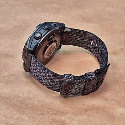 Ремешок нейлоновый 22 мм жаккардовое плетение для Garmin MARQ / Epix / Fenix (47 мм) Черный/Серый(Черный)