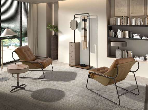 Коричневое кожаное кресло модель 5155